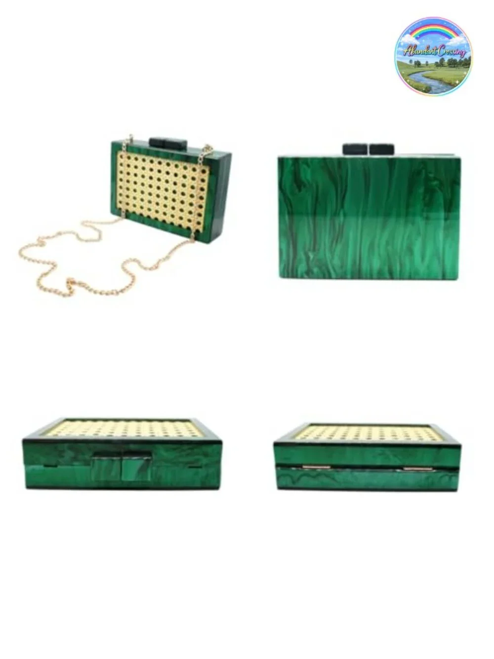 Acrylic Rattan Pattern Square Box Crossbody Chain Handbag Evening Clutch